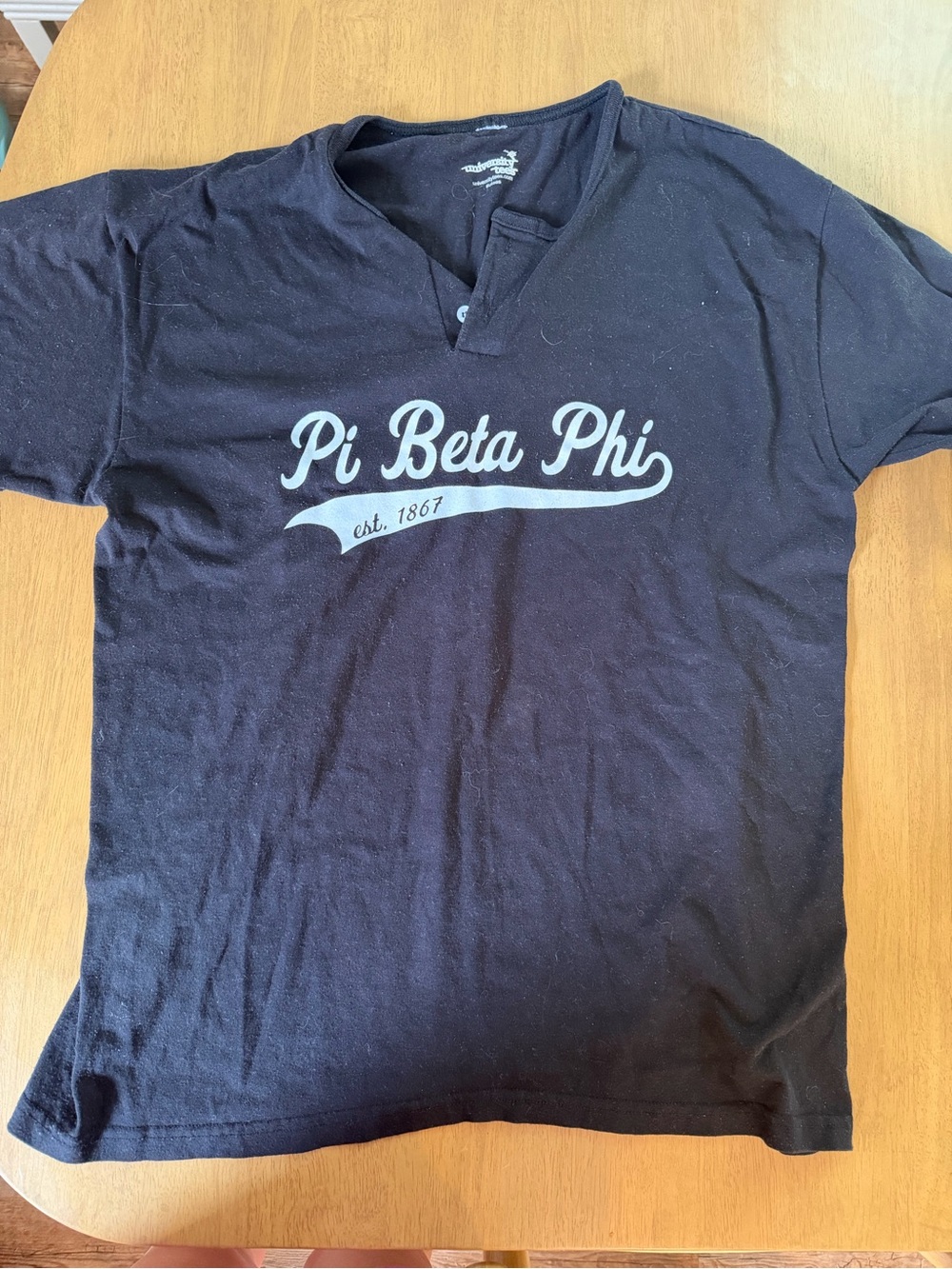 Pi Beta Phi Black Short-Sleeve Henley Shirt